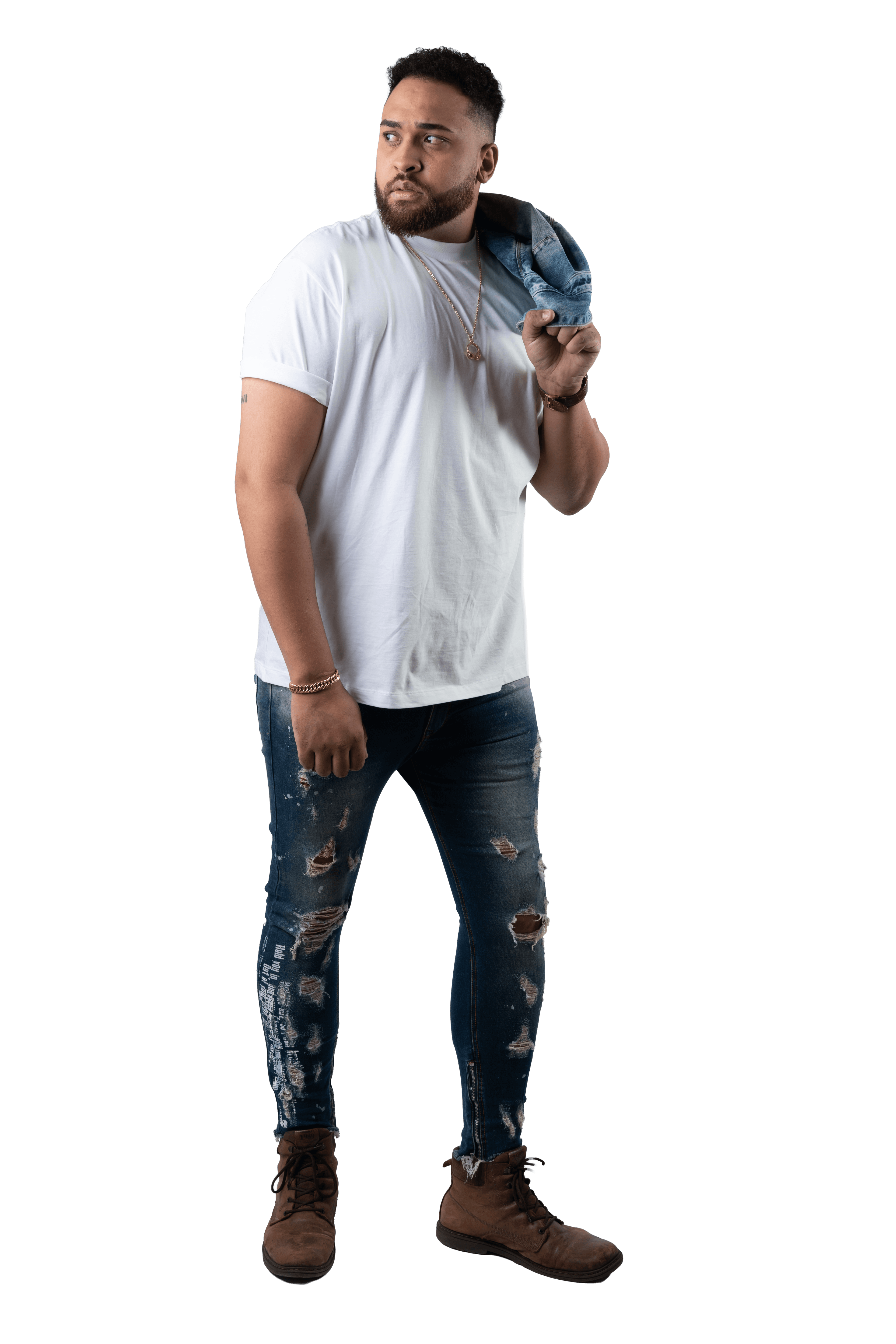 Andrey — pose com jaqueta